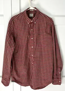 J. CREW CLASSIC FIT 2 PLY 100% COTTON MENS RED/WHITE/BLUE PLAID SHIRT SIZE LARGE - Picture 1 of 9