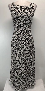 Vtg Ann Taylor Floral Maxi Dress Sz 4 Sleeveless Black White Lined Made USA 90s - Picture 1 of 11