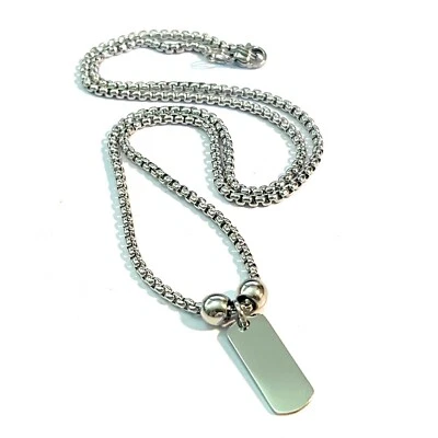 Collana con piastrina militare in acciaio inox da uomo donna catenina 50 cm - Immagine 1 di 4