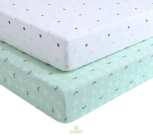 Woodland Mint Deer Arrow 2 Pack Unisex Baby Fitted Cotton Crib Sheets OptimaBaby - Picture 1 of 5