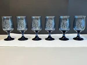 Pfaltzgraff Yorktowne Blue Bird Water Wine Goblets Set of 6 Glasses 5 1/2" Tall - Picture 1 of 21