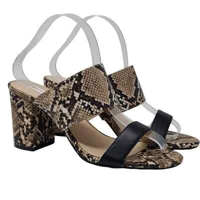 SAKS FIFTH AVENUE Elisha Snake Black Slide Leather Sandal 75225-J-7 Women's 9 - Image 1 of 4