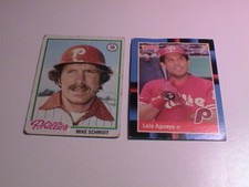 LOT /2 BASEBALL TRADING CARDS PHILADELPHIA PHILLIES PA LUIS AGUAYO MIKE SCHMIDT 