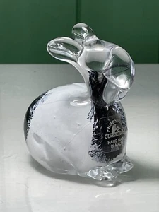 SIGNED PHOENICIAN MALTESE BLACK & WHITE ART GLASS RABBIT FIGURINE PAPERWEIGHT - Picture 1 of 9