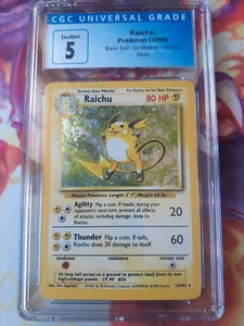 Pokemon Raichu 14/102 Base Set Holo Raro 1999 Ilimitado WOTC CGC 5 Excelente - Imagen 1 de 2