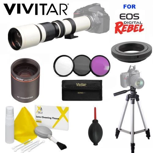 WHITE LINE PRO TELEPHOTO ZOOM LENS 500-100MM FOR CANON EOS REBEL SL1 SL2 XS XSI - Image 1 of 4