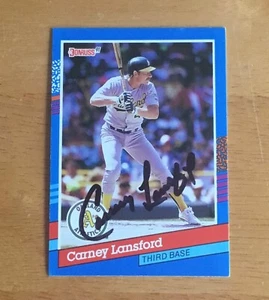 Carney Lansford Oakland A’s Signed Autograph 1991 Donruss Baseball Card - Picture 1 of 2