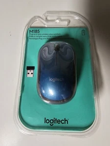 Logitech Wireless Computer Mouse M185 Blue & Black New Sealed - Picture 1 of 3