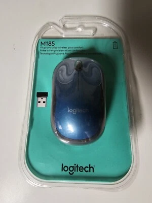 Logitech Wireless Computer Mouse M185 Blue & Black New Sealed - Image 1 of 3