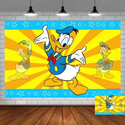 Donald Duck Party Supplies Birthday Decoration Backdrop Banner Vinyl 5x3ft - Image 1 of 4