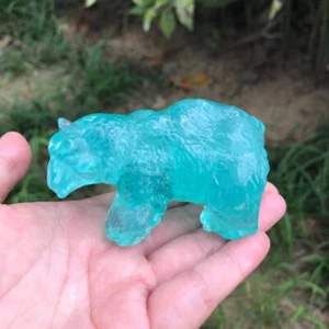 1pc Natural Green Fluorite Quartz Hand Carved Bear Skull Crystal Reiki Gem Gift - Bild 1 von 7