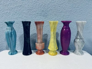 Lot of 6 Vintage Seiko Vases Marble Stone Various Colors 4.5" - Picture 1 of 11