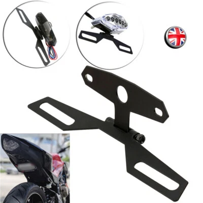Universal Motorcycle License Number Plate Holder Tail Tidy Bracket Adjusable - Image 1 of 4