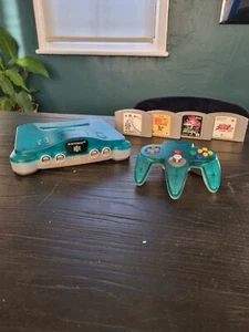 Nintend 64 Ice blue clear Console tested working With Games - Picture 1 of 7