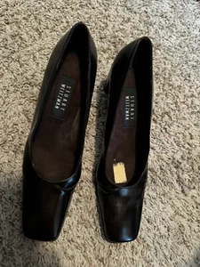 Stuart Weitzman BLACK Leather Heel shoes. Size 9AA - Picture 1 of 4