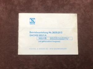 Betriebsanleitung Nr. 3029.21/3 Sachs 502 /1A 1B gekapselter Vergaser - Imagen 1 de 1