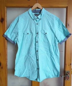 Red Herring Size L Light Blue Short Sleeve 16" Collared Shirt - Picture 1 of 5