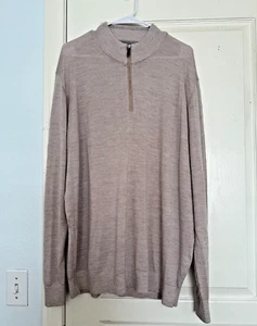 Johnnie-O Baron Wool Blend 1/4 Zip Pullover Sweater Oatmeal Size XXL - Picture 1 of 9
