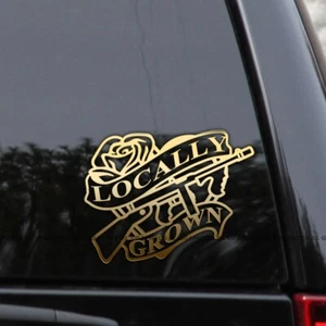 LOCALLY GROWN Heart & Arrow Rifle Vinyl Decal Sticker - Picture 1 of 2