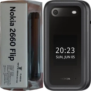 NEW Nokia 2660 Flip 4G Black 128MB + 48MB Dual-SIM Factory Unlocked OEM - Picture 1 of 4