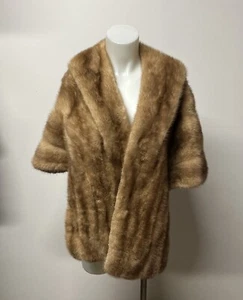 Vintage Mink Stole Cape Autumn Haze Brown John Wanamaker Rittenhouse Shop Fab - Picture 1 of 24