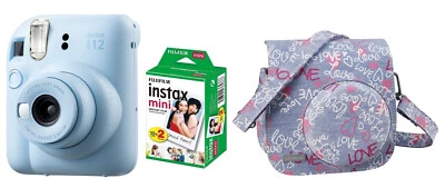 Fuji Instax Mini 12 Pastel Blau inkl Tasche + Instax Film 20 Aufnahmen