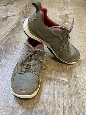 LL Bean 休闲远足鞋女式 7 M 运动鞋粉色棕色麂皮绒系带干净 — 第 1/4 张图片