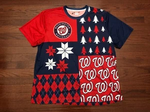WASHINGTON NATIONALS WEIHNACHTEN T-SHIRT HERREN 2XL XXL ROT BLAU ORIGINAL MLB KLEW - Bild 1 von 3