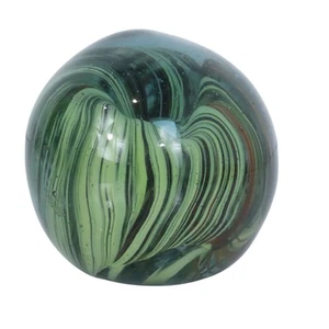 Vintage Kunst Glas Briefbeschwerer mundgeblasen grün Wirbel Künstler signiert Strider - Bild 1 von 15