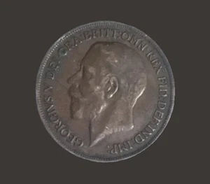 1919 UK Great Britain British One 1 Penny King George V Coin - Picture 1 of 3