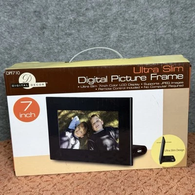 Digital Picture Frame Ultra Slim 7” Color LCD SD Card USB DPF710 Remote Control - Image 1 of 4