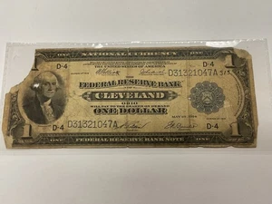 1914 ($1) ONE DOLLAR FEDERAL RESERVE MAY 18TH LARGE BANK NOTE OF OHIO /BLUE SEAL - Picture 1 of 14