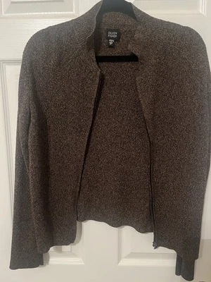 Women’s Medium Eileen Fisher Brown Wool Blend Full Zip Sweater - Image 1 of 4