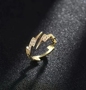 Verstellbarer Strass Blitz Bolzen Ring - Open End Design - Männer und Frauen - Bild 1 von 4