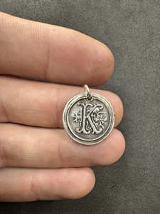 2,9g Vintage Sterling Silber 925 Wachsstempel Initiale "K" Anhänger Schmuck Konvolut T - Bild 1 von 8