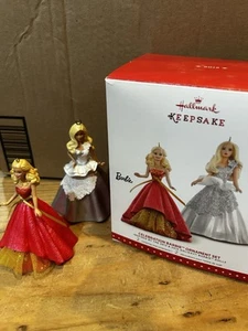 2015 Hallmark Keepsake Ornaments Celebration Barbie Ornament Set 2 Dolls Inside - Picture 1 of 4