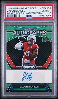 2024 Panini Prizm Draft Picks Auto Green Jalon Daniels DPA-JDS Pop 1 - Image 1 of 2
