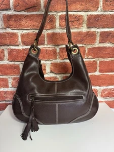 Borsa a tracolla Tommy Hilfiger in pelle borsa a mano Moon Hobo Boho marrone nappa - Foto 1 di 16