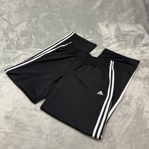 Adidas Men's Black White Striped Warm Up Track Pants Size L Front Pockets - Picture 1 of 9