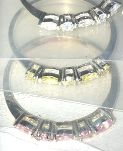 Avon Sterling Silver CZ Three Ring Set Size 11 New In Box - Picture 1 of 7