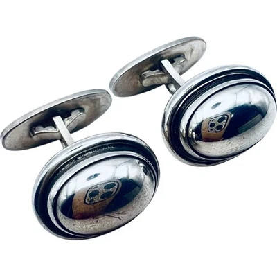 Georg Jensen 44B Gemelli da uomo in argento sterling 925 ovale Danimarca vintage - Immagine 1 di 4