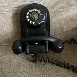 Telefono da parete jukebox rotante bachelite elettrico automatico vintage nero - Foto 1 di 10