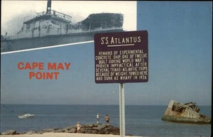 Cape May Point Nueva Jersey SS Atlantus barco de hormigón ruinas océano postal de colección - Imagen 1 de 2