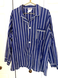 Top de pijama McGregor Classics para hombre talla XXL vintage azul a rayas con botones - Imagen 1 de 6