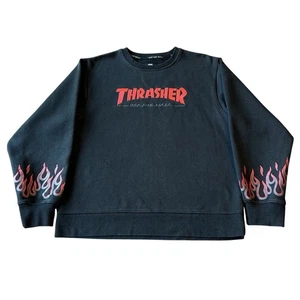 EUC Herren Vans Thrasher Off The Wall Black Flame Sweatshirt | bestickt MEDIUM - Bild 1 von 11
