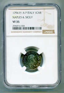 Naples & Sicily Italy state Carlino 1794P/ A P  NGC VF 35 very scarce lotnov3633 - Picture 1 of 2