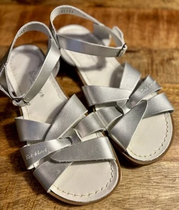The SALT WATER Sandal Original Womens Ankle Strap Sandal in Silver Leather 7M - Picture 1 of 9