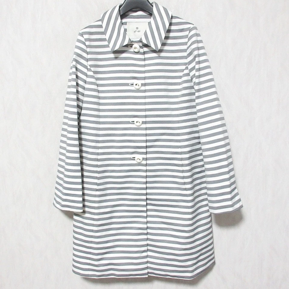 ef-de Borde, Abrigo Primavera, Talla 9, Blanco y Gris Mujer USADO Foto 1 de 4