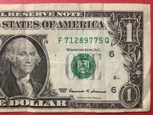 F-District 1999 $1 ATLANTA GA FQ Block ☆ F 7128 9775 Q ☆ Billete de un dólar antiguo - Imagen 1 de 7