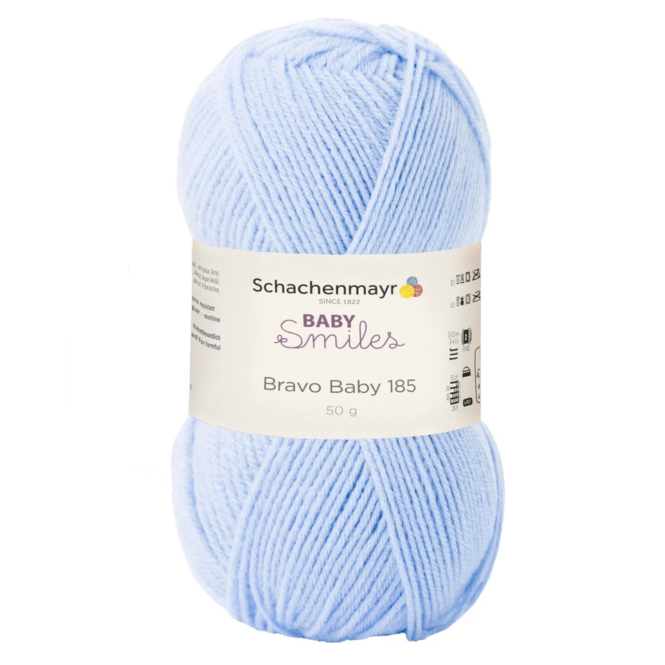 Schachenmayr Bravo Baby 185 M/50 G Hellblau Fb.1054 Kg /39
